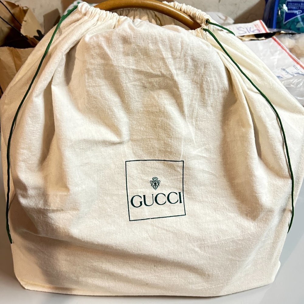 Gucci Authentic Vintage Light Tan Brown Leather Travel Weekender Duffle Hand Bag - Picture 4 of 17